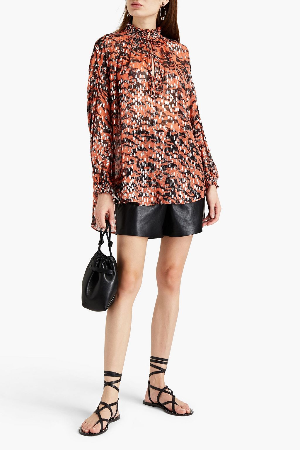 IRO Sella oversized metallic fil coupé jacquard blouse