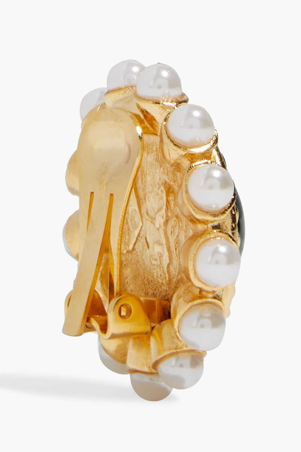 BEN-AMUN 24-karat gold-plated, faux pearl and stone clip earrings