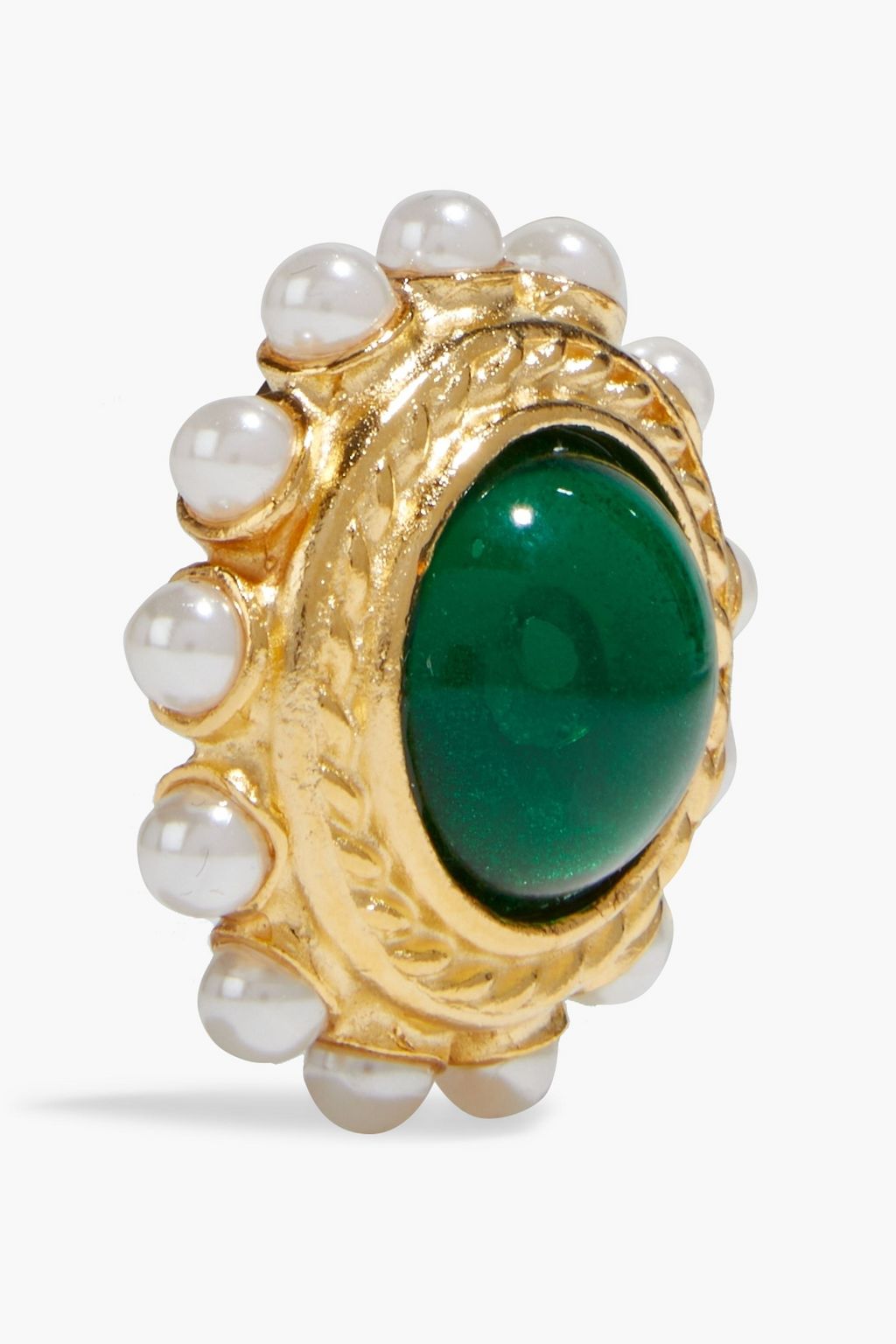 BEN-AMUN 24-karat gold-plated, faux pearl and stone clip earrings