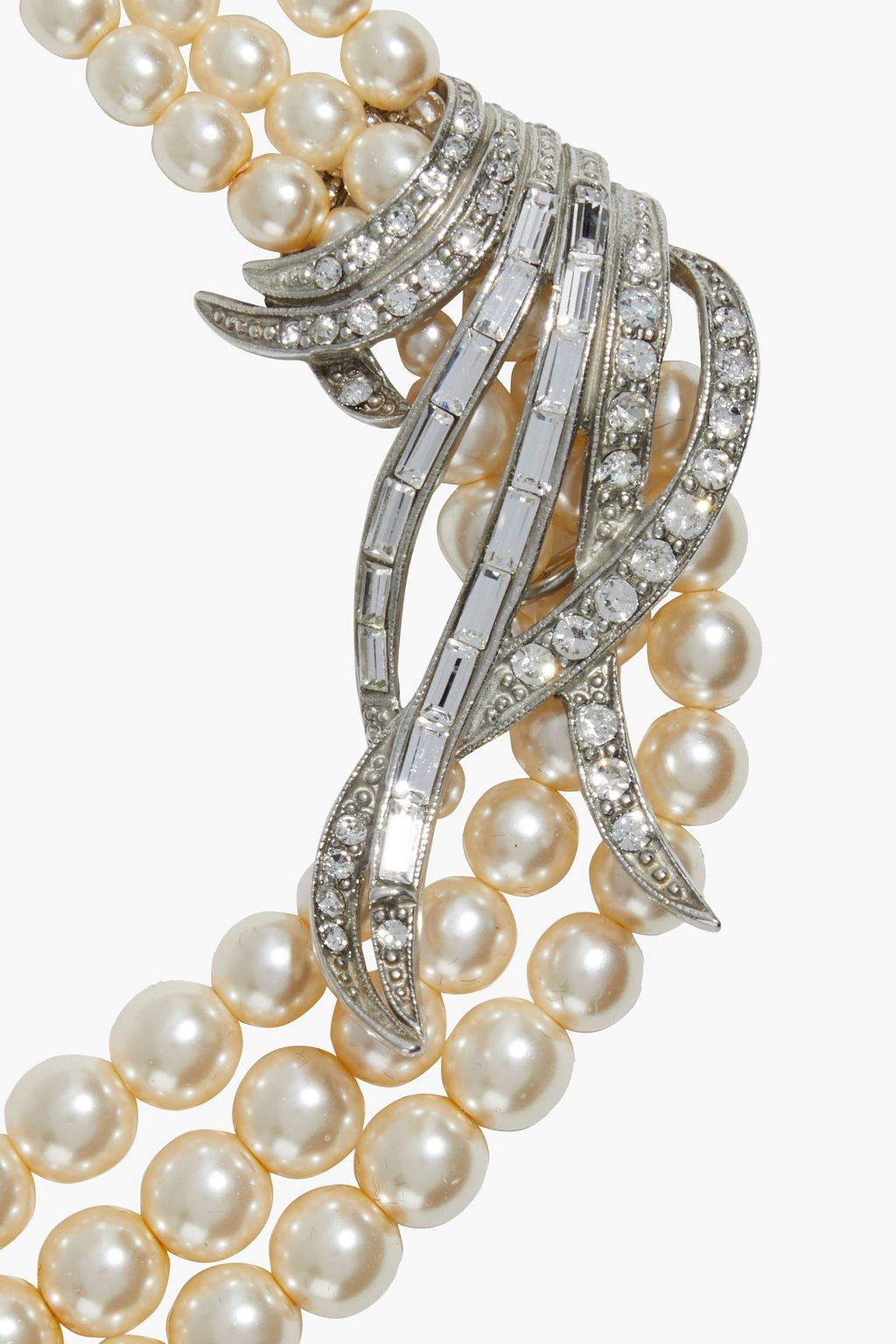 BEN-AMUN Silver-tone, faux pearl and crystal necklace