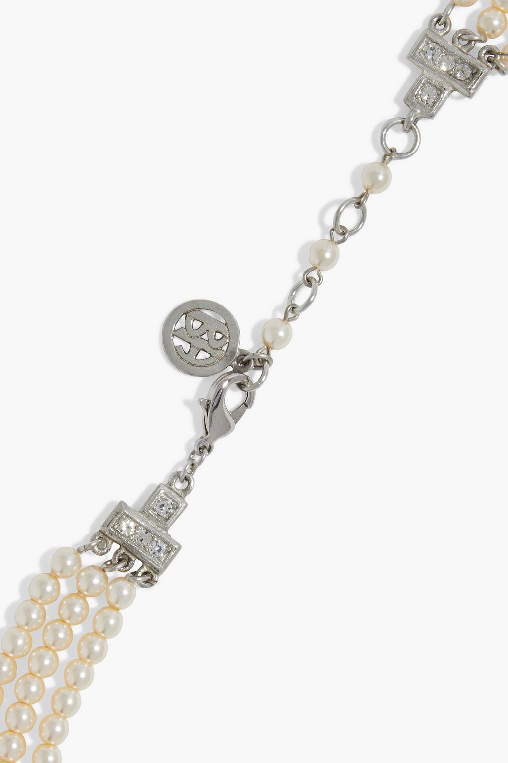BEN-AMUN Silver-tone, faux pearl and crystal necklace