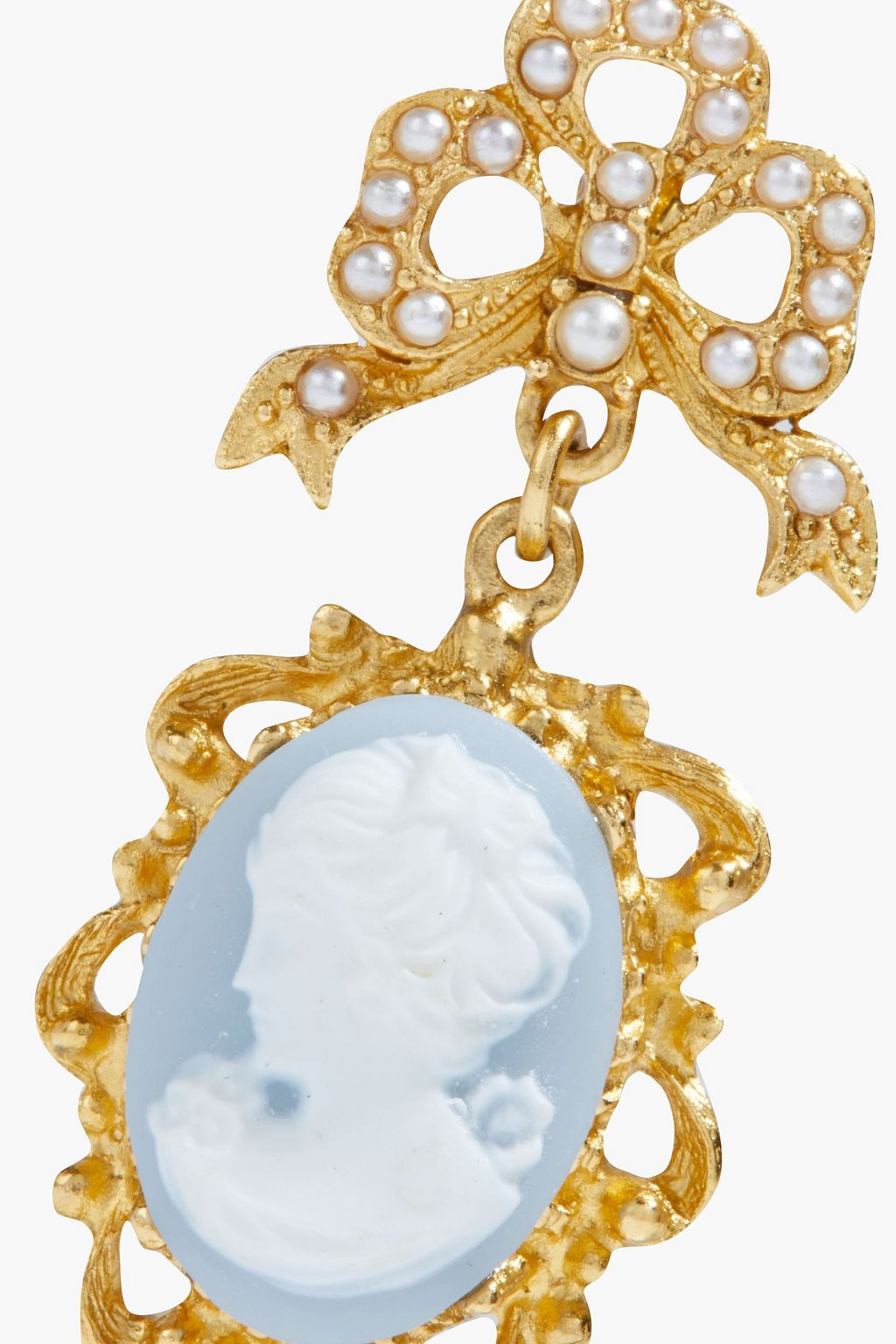 BEN-AMUN 24-karat gold-plated, faux pearl and cameo earrings