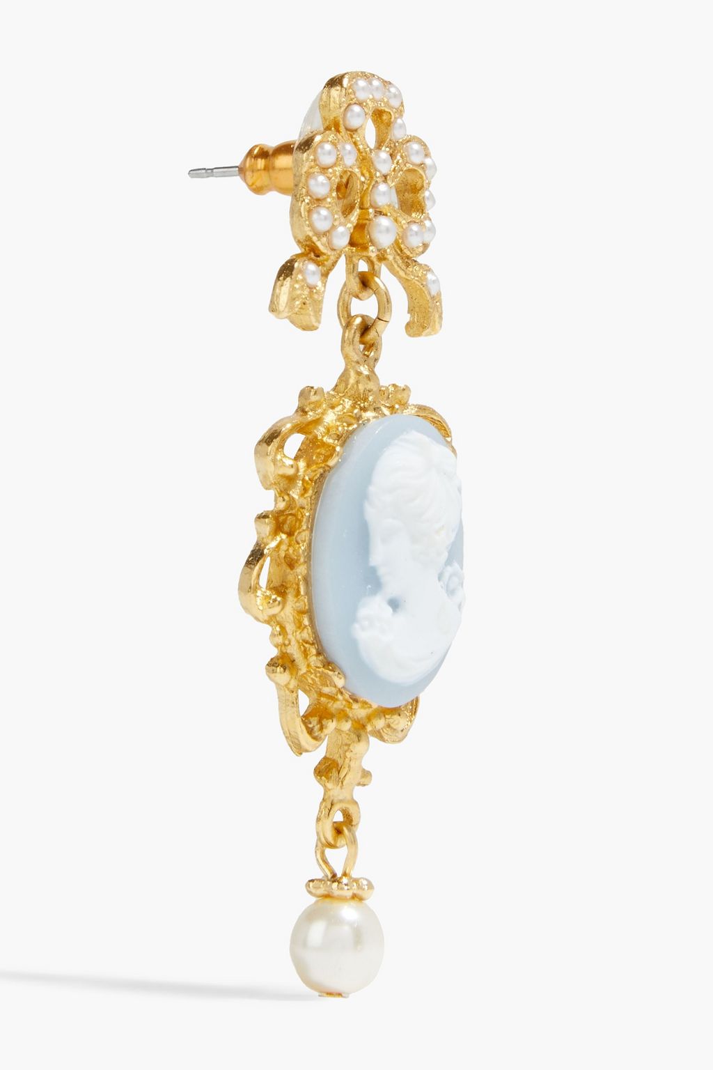 BEN-AMUN 24-karat gold-plated, faux pearl and cameo earrings