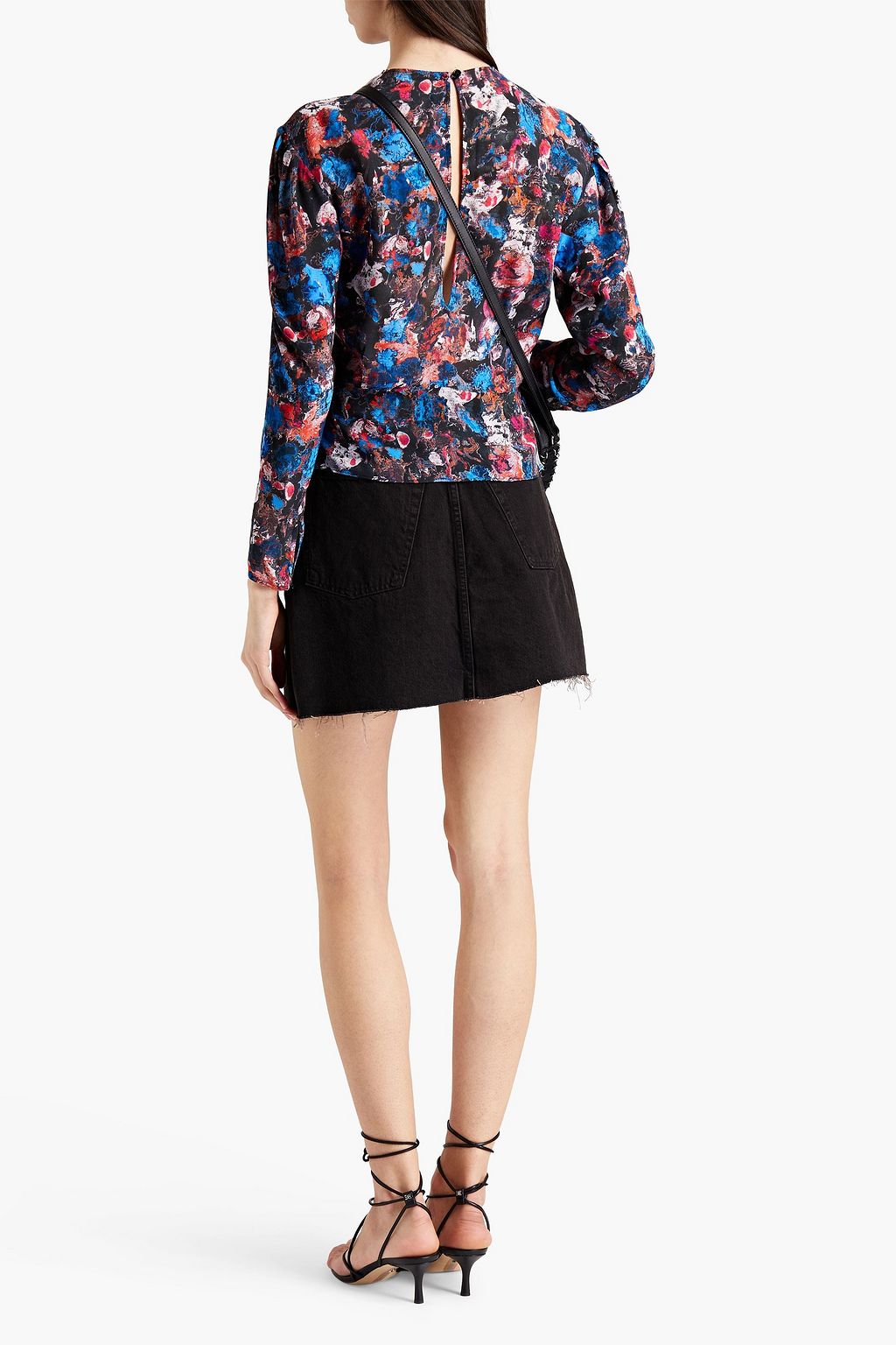 IRO Wolnie pleated printed crepe de chine top