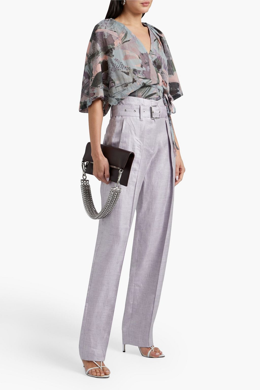IRO Najava pleated linen-blend twill tapered pants