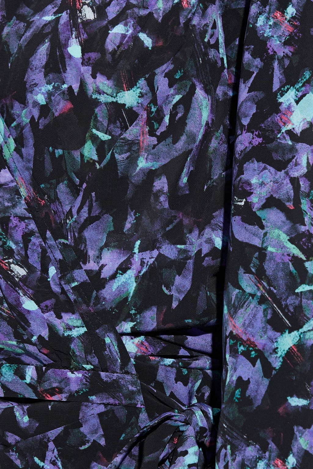 IRO Azza pleated printed crepe de chine wrap top