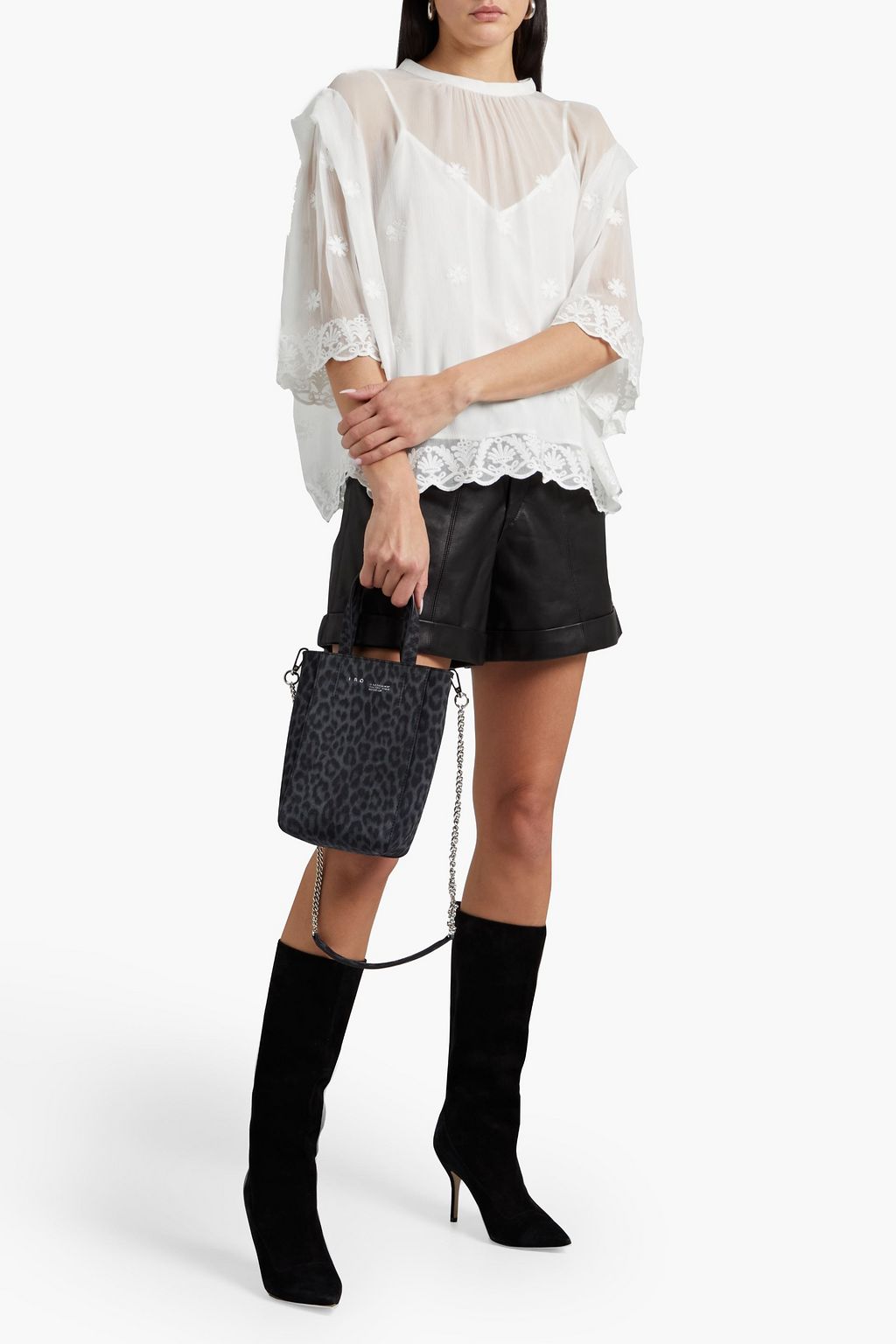 IRO Hono embroidered gauze top