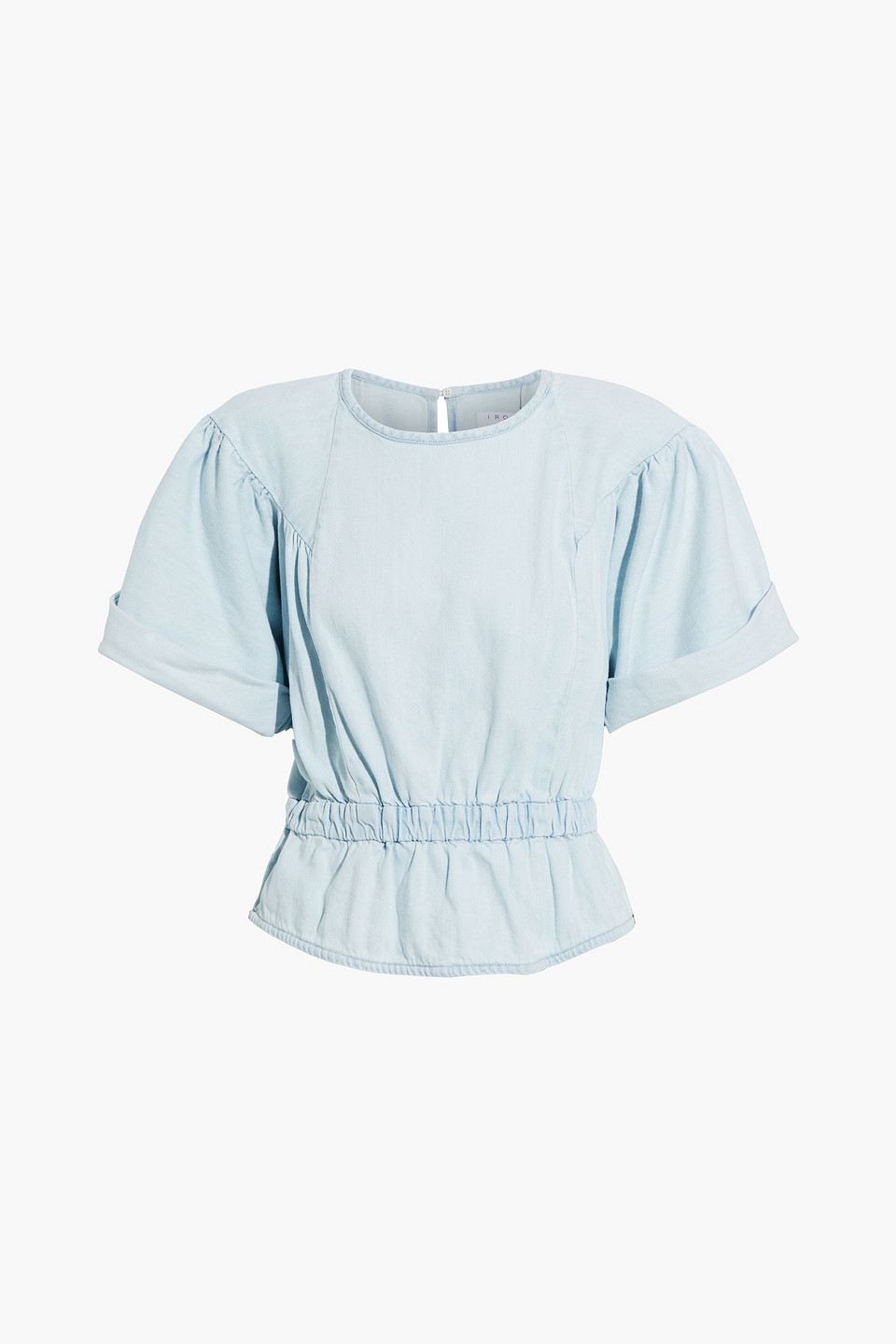 Zafo gathered denim peplum top