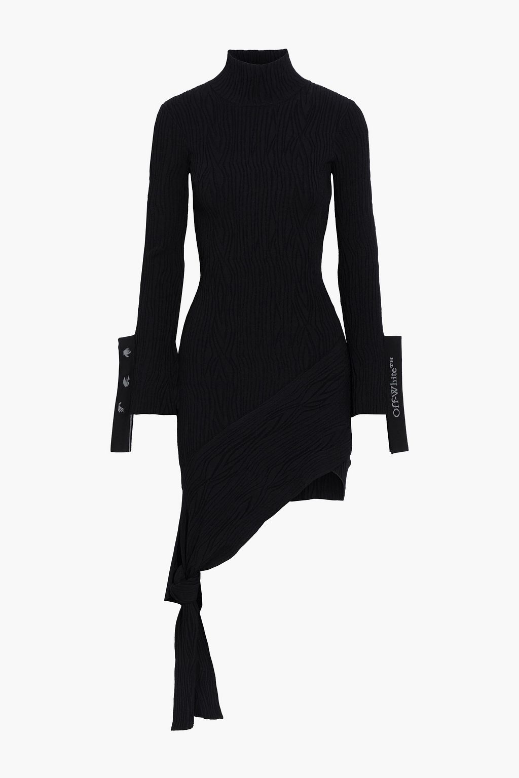 Black Asymmetric knotted ribbed-knit 