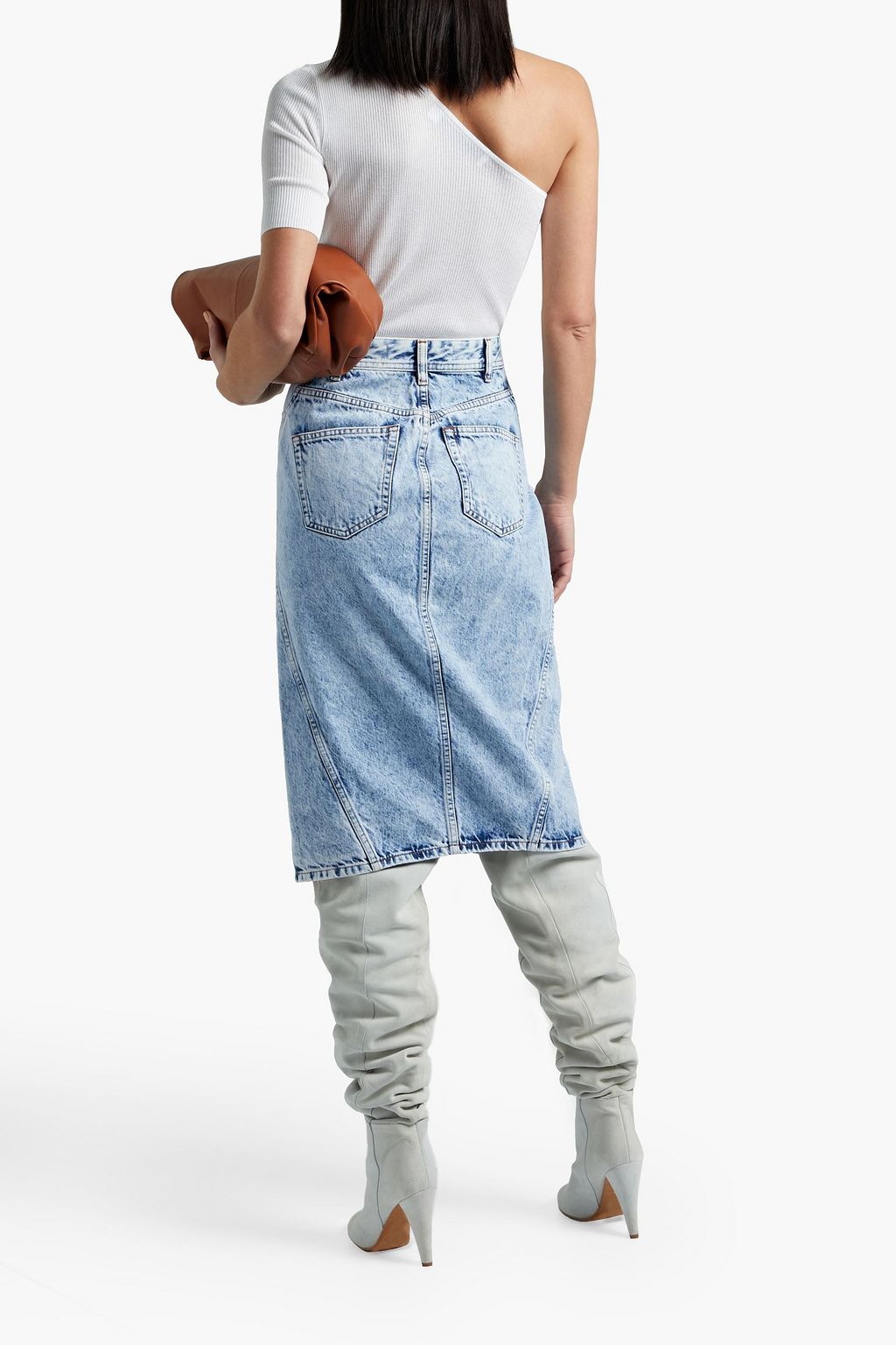 IRO Aypril acid-wash denim midi skirt