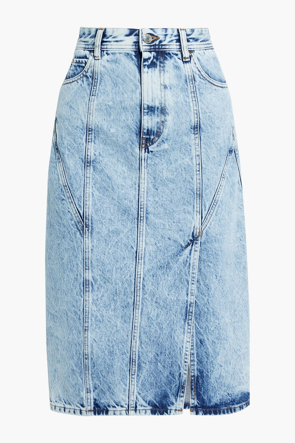 iro - aypril acid-wash denim midi skirt - blue - fr 36