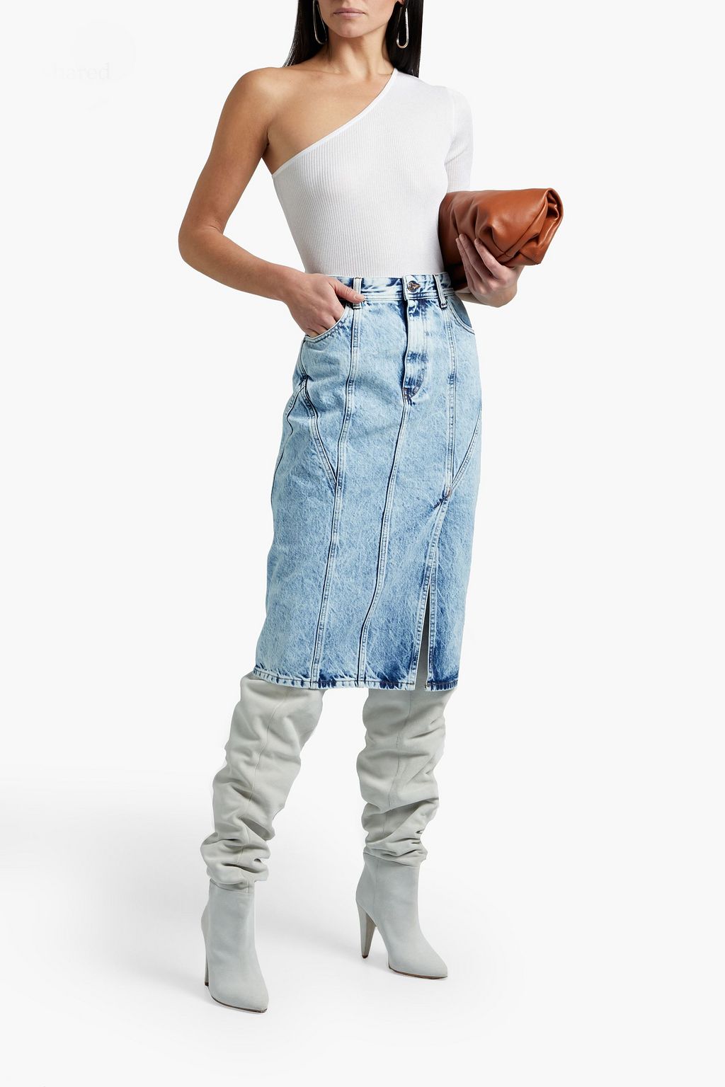 IRO Aypril acid-wash denim midi skirt