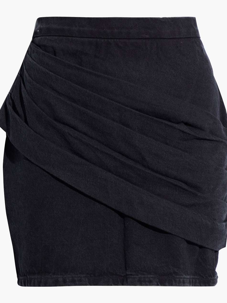 massai pleated draped denim mini skirt