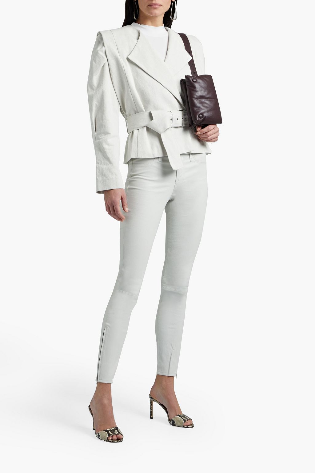 IRO Polka belted cotton and linen-blend twill jacket