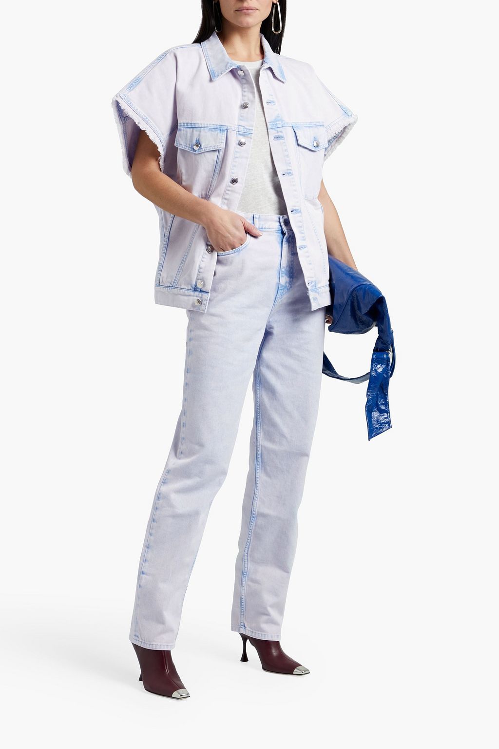 IRO Kachixspe oversized frayed bleached denim vest