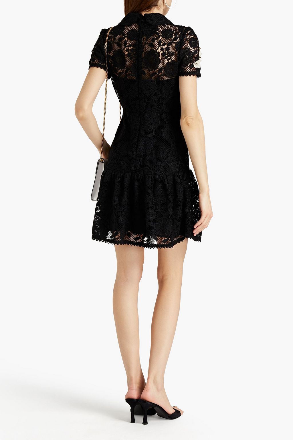 REDVALENTINO Floral-appliquéd guipure lace mini dress