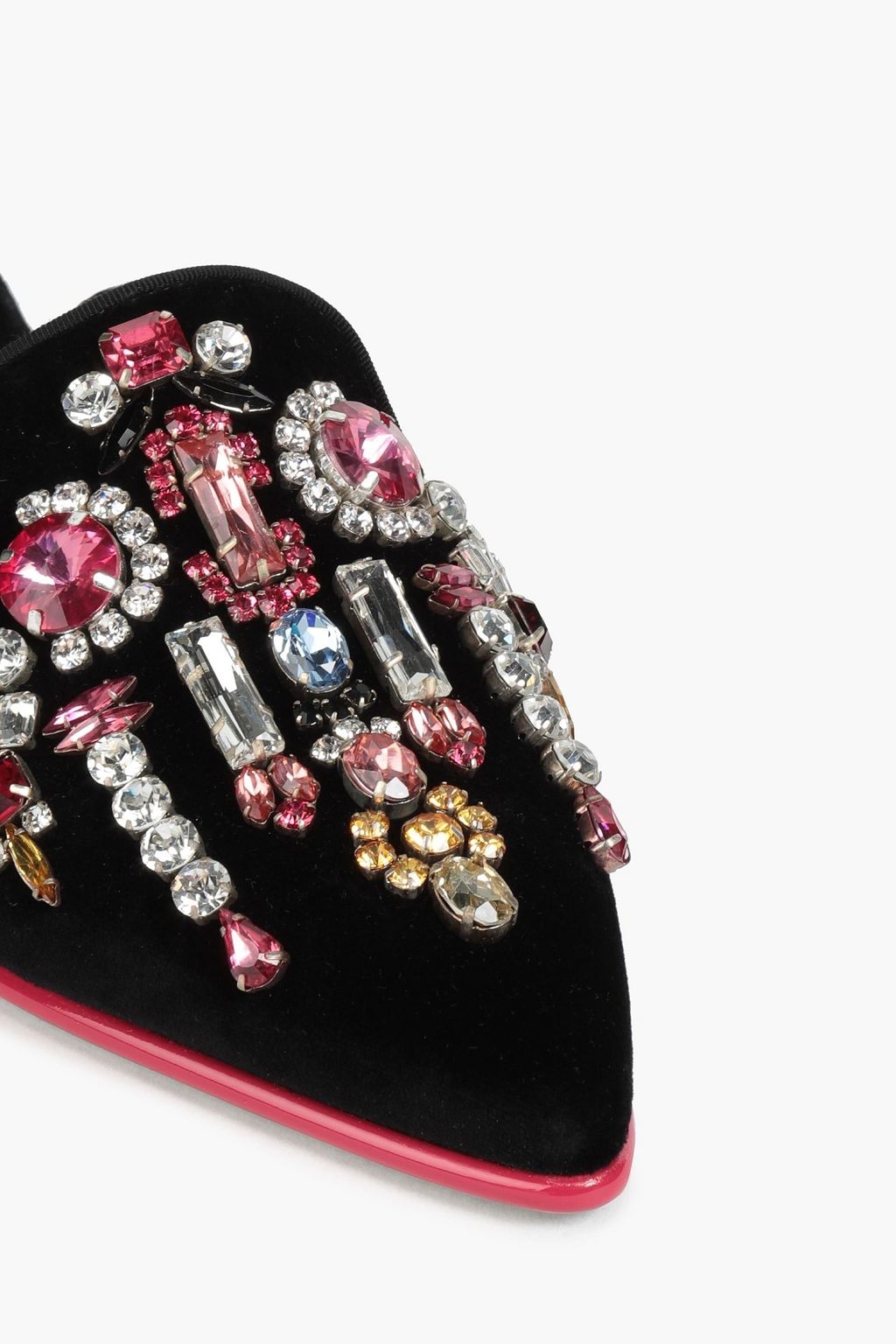 ALEXANDER MCQUEEN Crystal-embellished velvet slippers
