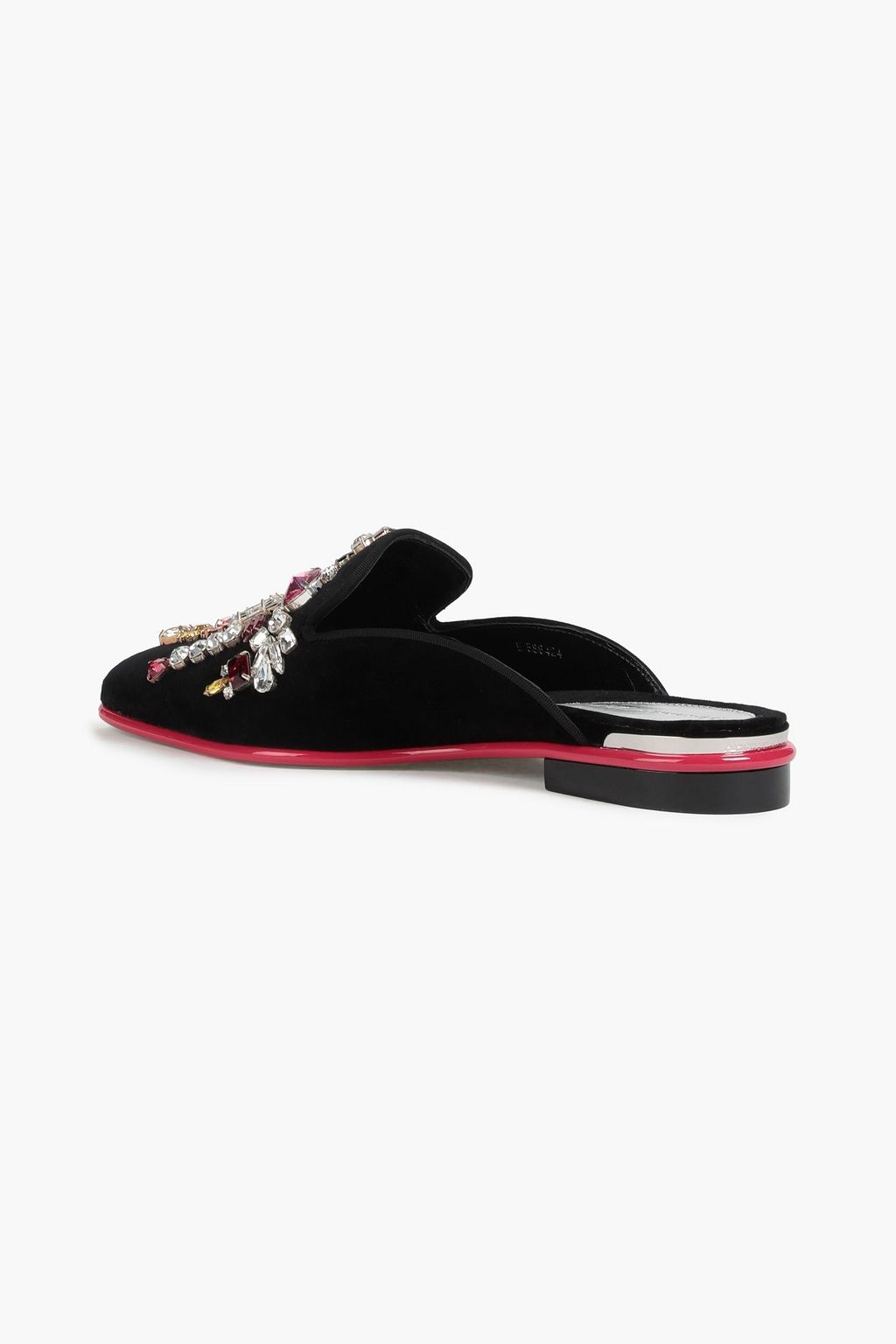 ALEXANDER MCQUEEN Crystal-embellished velvet slippers