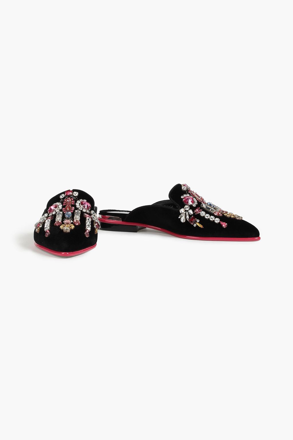 ALEXANDER MCQUEEN Crystal-embellished velvet slippers