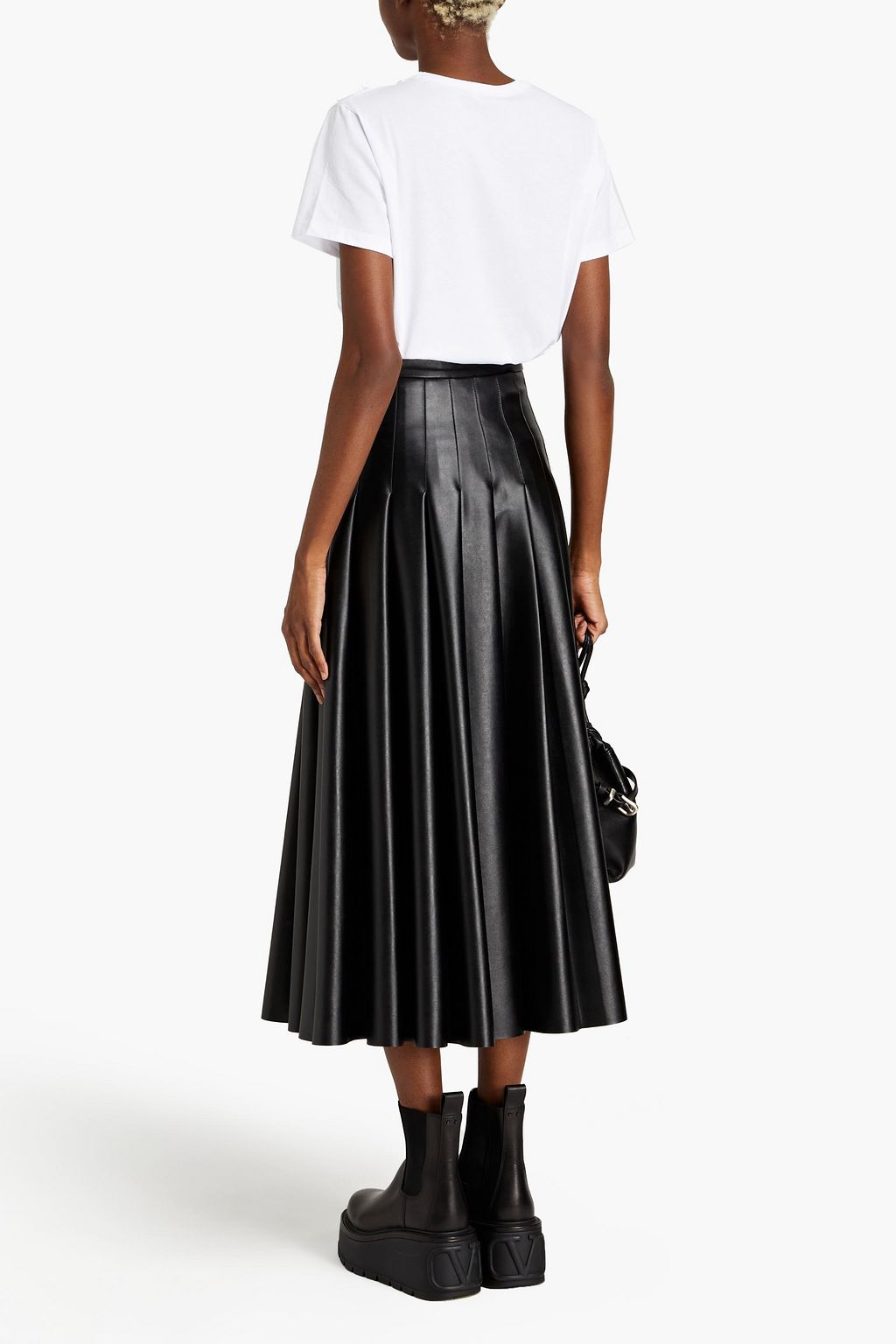 REDVALENTINO Point d'esprit-trimmed cotton-jersey T-shirt