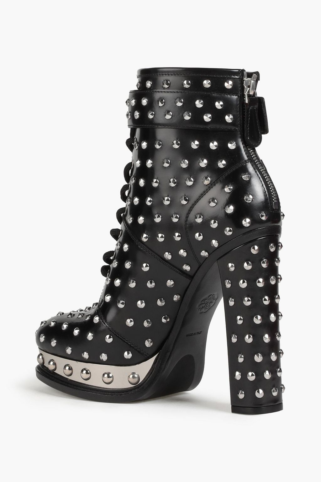 MCQUEEN Studded leather platform ankle boots