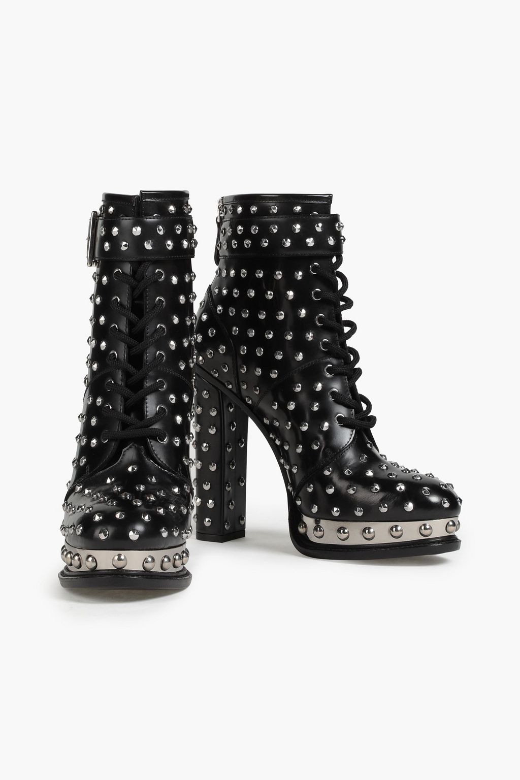 MCQUEEN Studded leather platform ankle boots