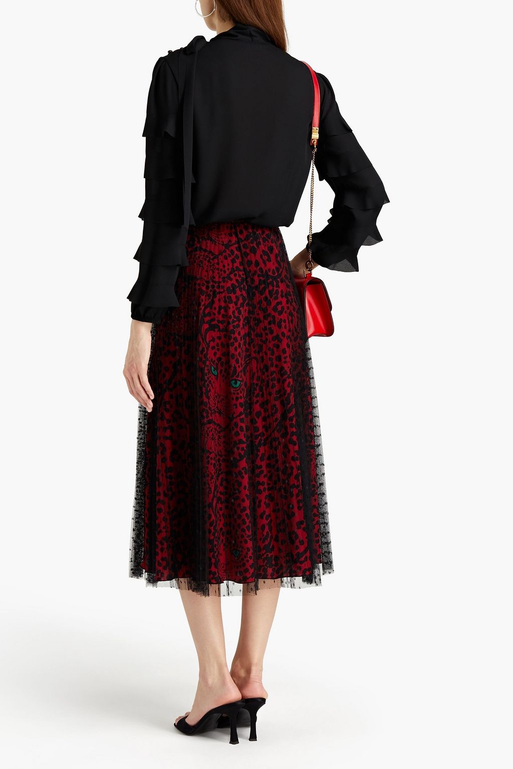 REDVALENTINO Flocked point d'esprit midi skirt