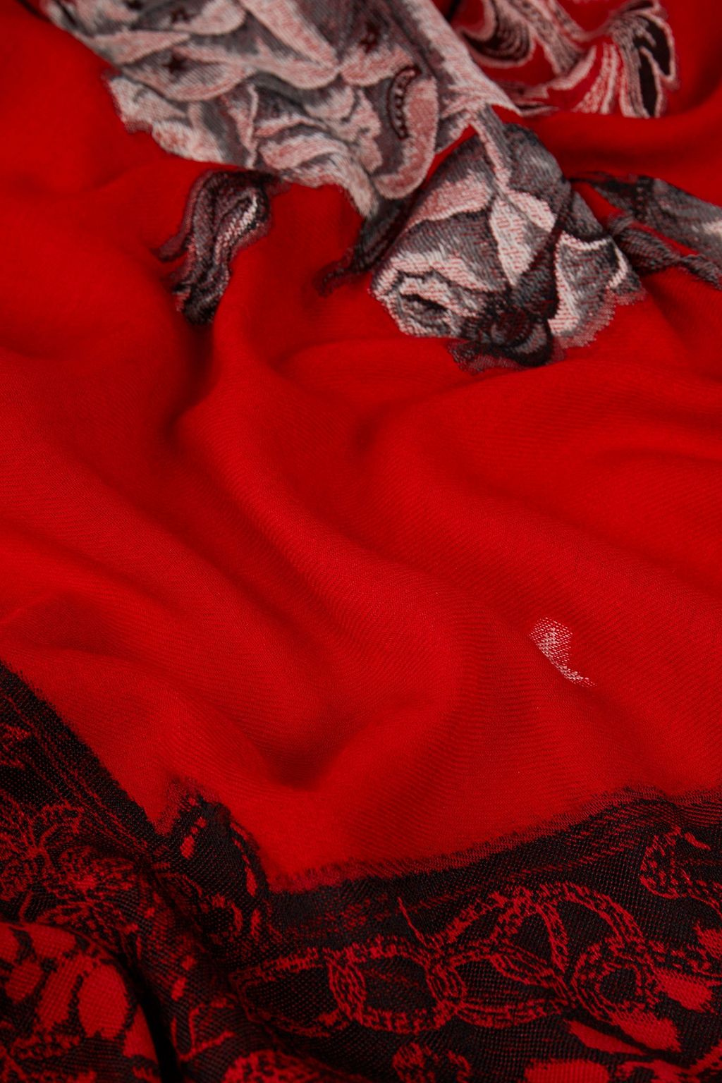 MCQUEEN Printed wool-blend twill scarf
