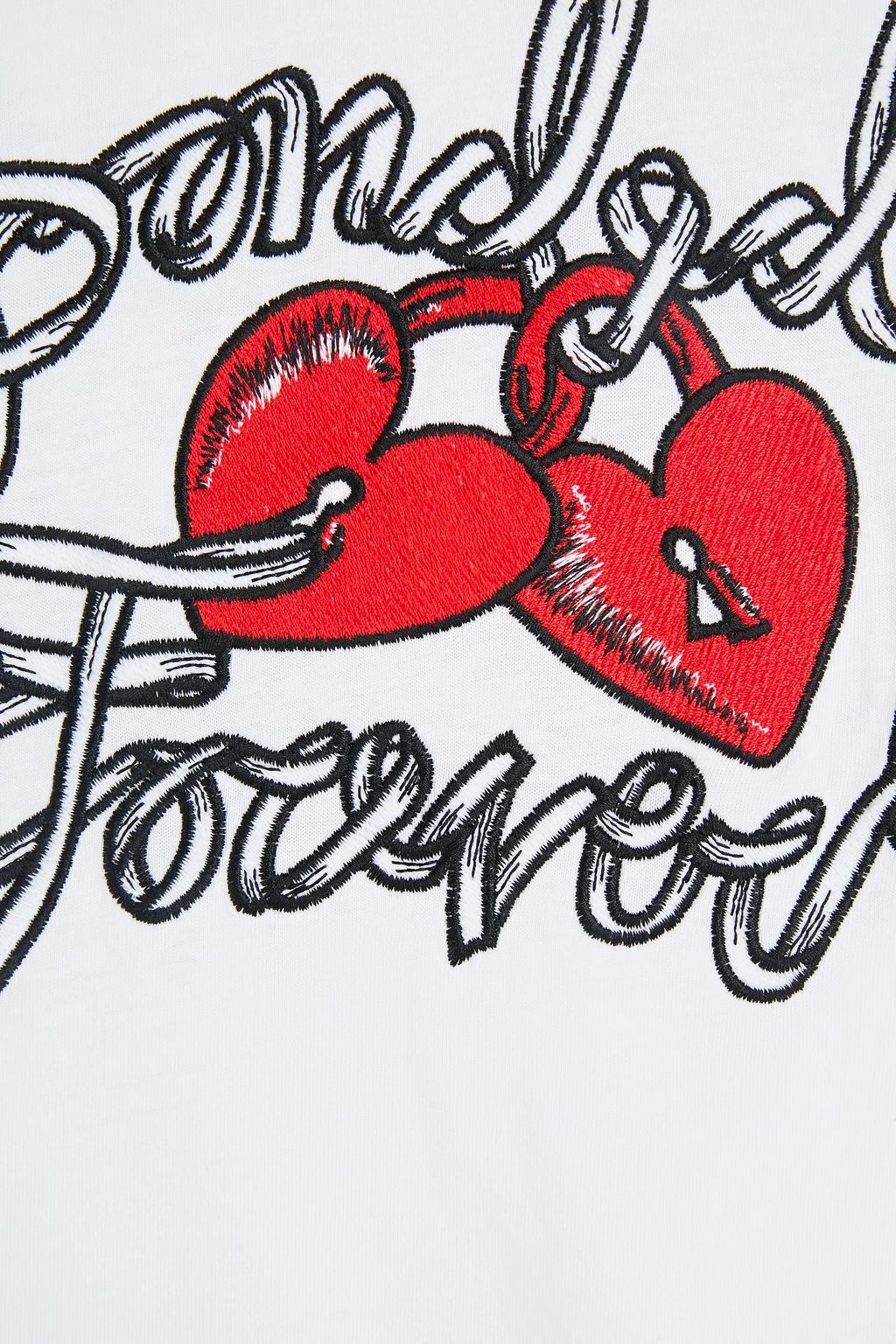 REDVALENTINO Embroidered cotton-jersey T-shirt