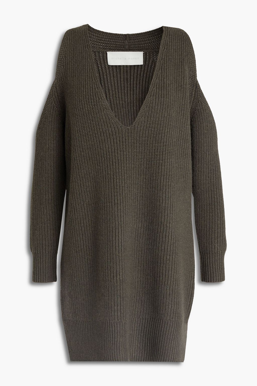 MICHELLE MASON Cold-shoulder ribbed wool and cashmere-blend sweater ...