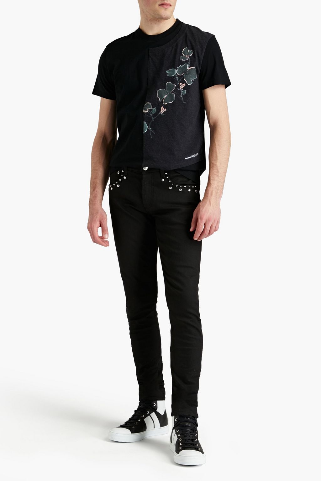 MCQUEEN Floral-print cotton-jersey T-shirt