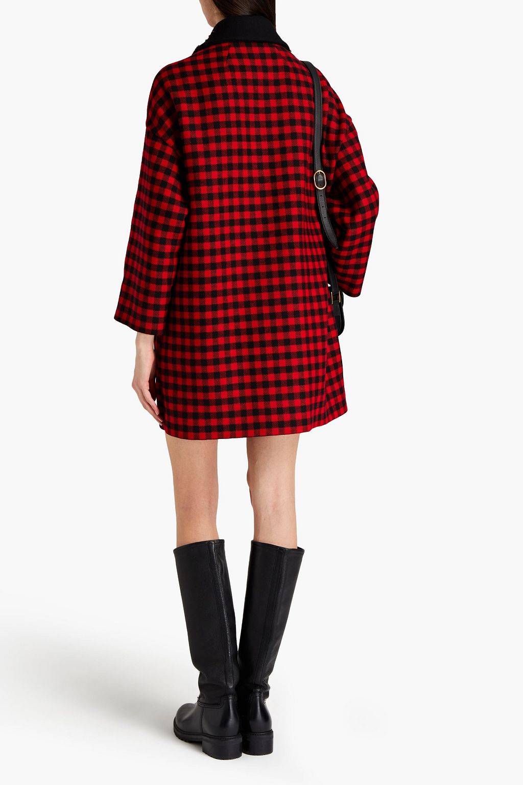 REDVALENTINO Embellished gingham wool-blend coat