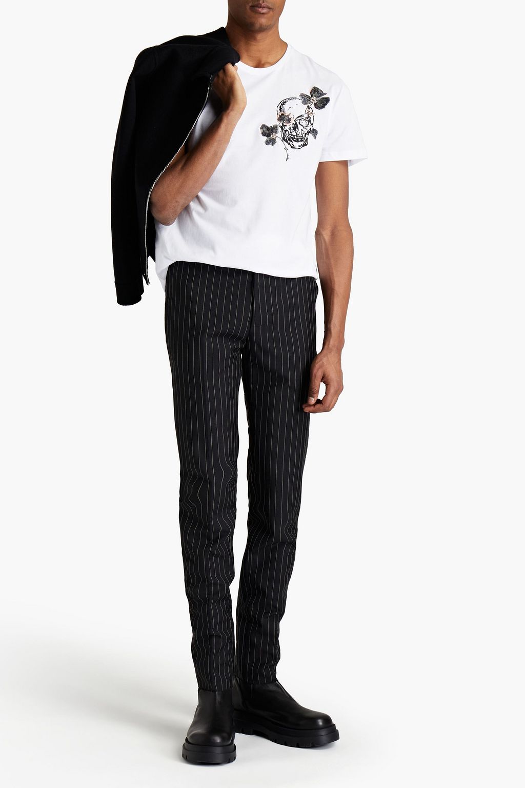 MCQUEEN Embroidered cotton-jersey T-shirt