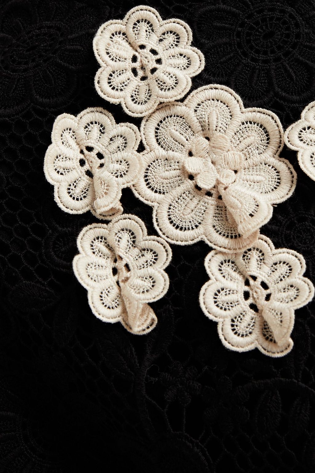 REDVALENTINO Floral-appliquéd guipure lace bomber jacket