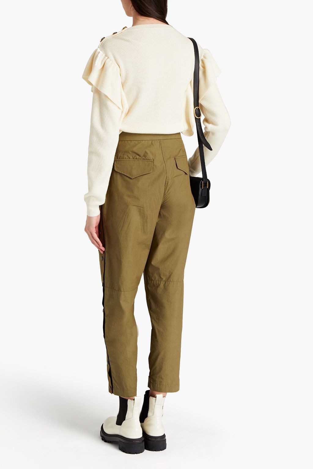 REDVALENTINO Ruffled ribbed wool sweater