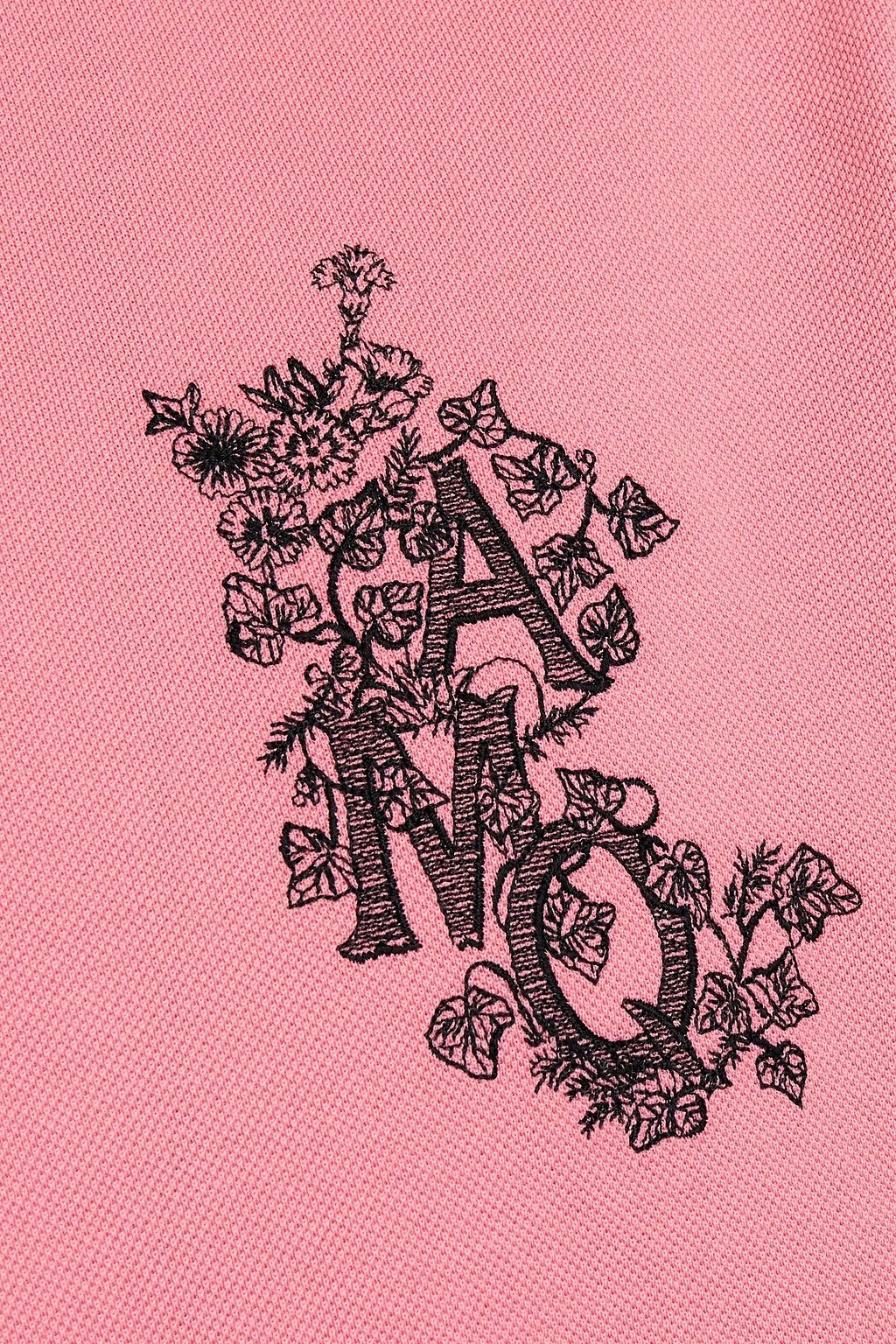 MCQUEEN Embroidered cotton-fleece polo shirt