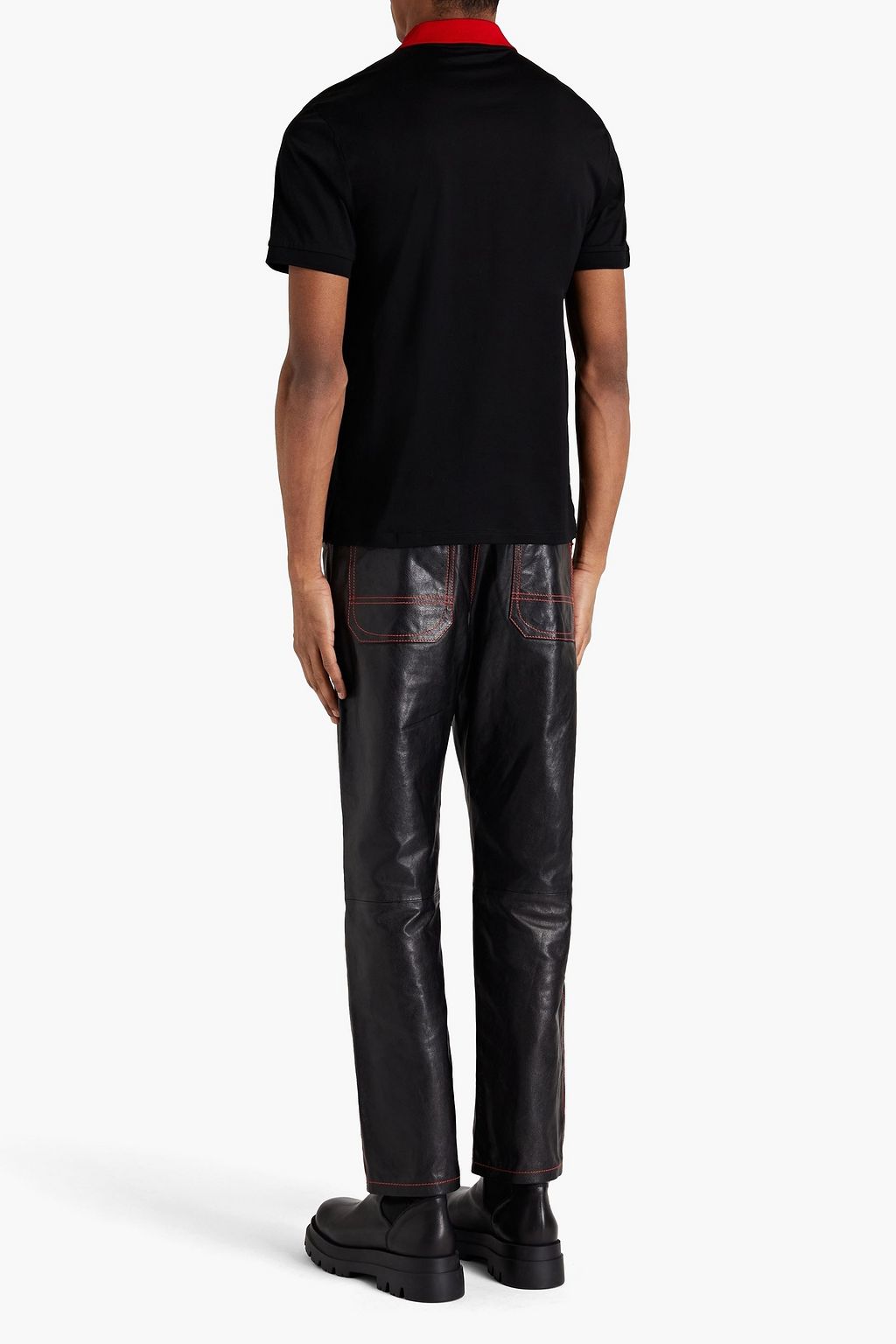 MCQUEEN Two-tone cotton-jersey polo shirt