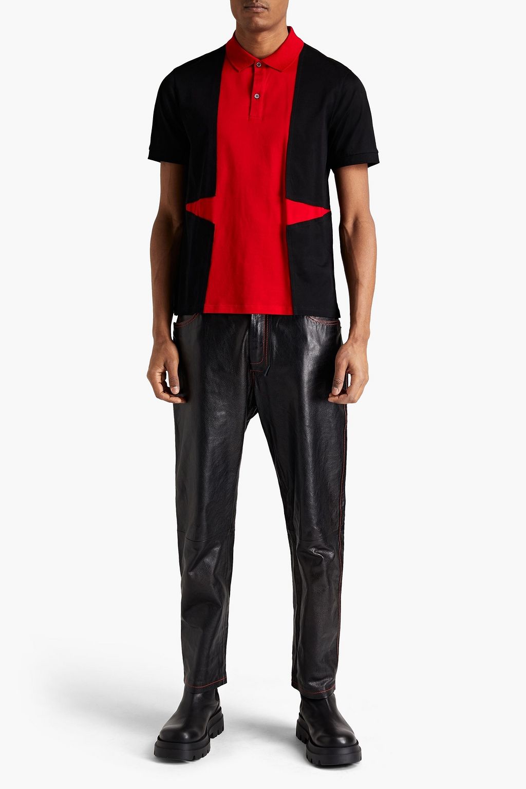 MCQUEEN Two-tone cotton-jersey polo shirt