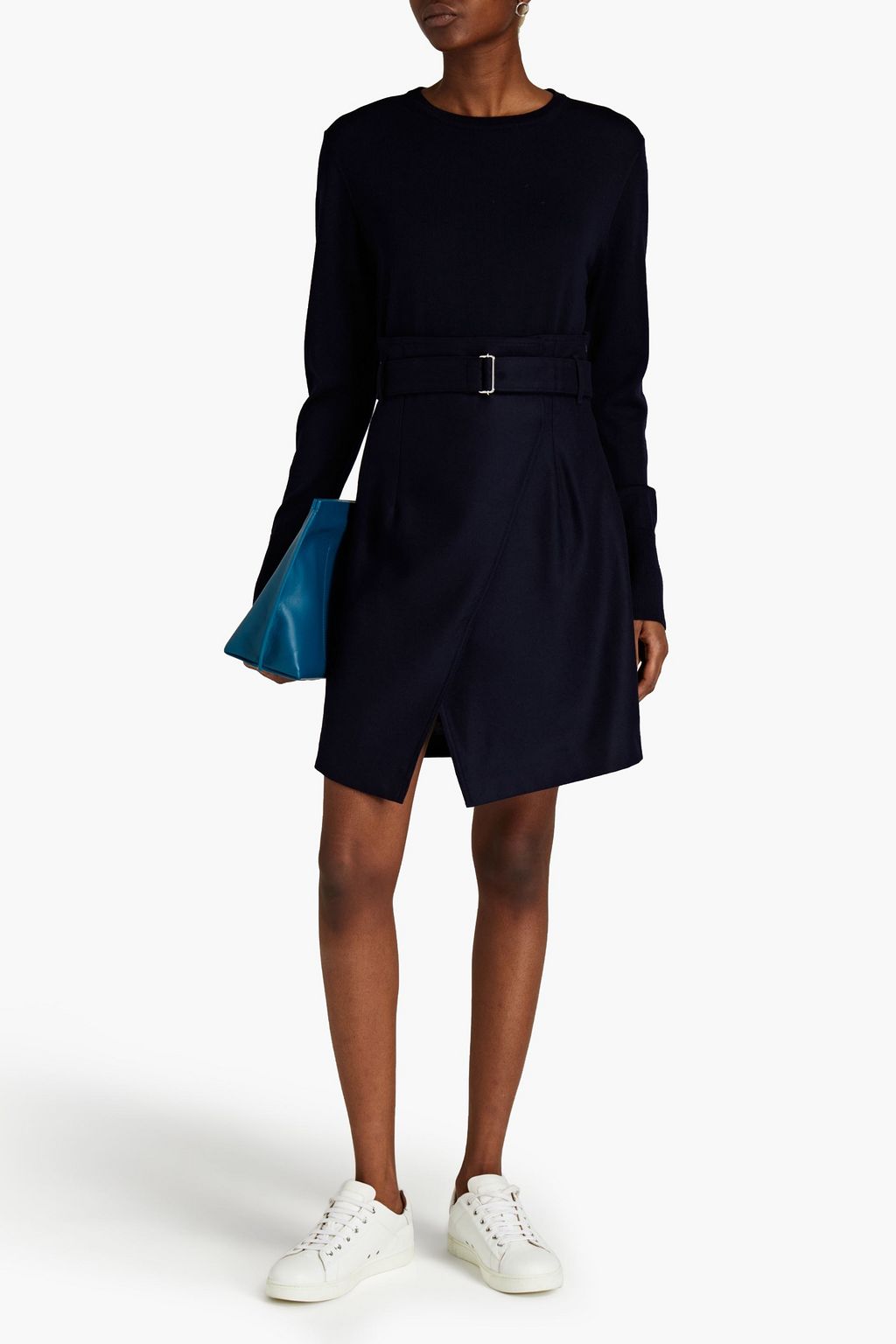 OFFICINE GÉNÉRALE Charlotte wrap-effect belted wool-felt skirt