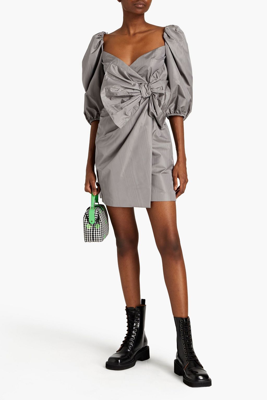 REDVALENTINO Bow-embellished moire mini dress
