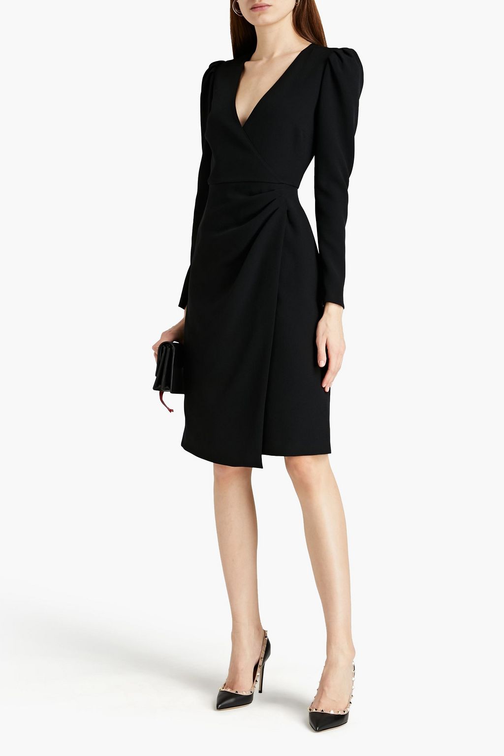 Black Wrap-effect draped crepe dress | Sale up to 70% off | THE OUTNET |  REDVALENTINO | THE OUTNET