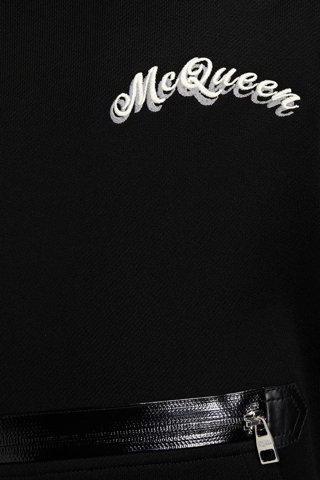 MCQUEEN Embroidered leather-trimmed French terry sweatshirt