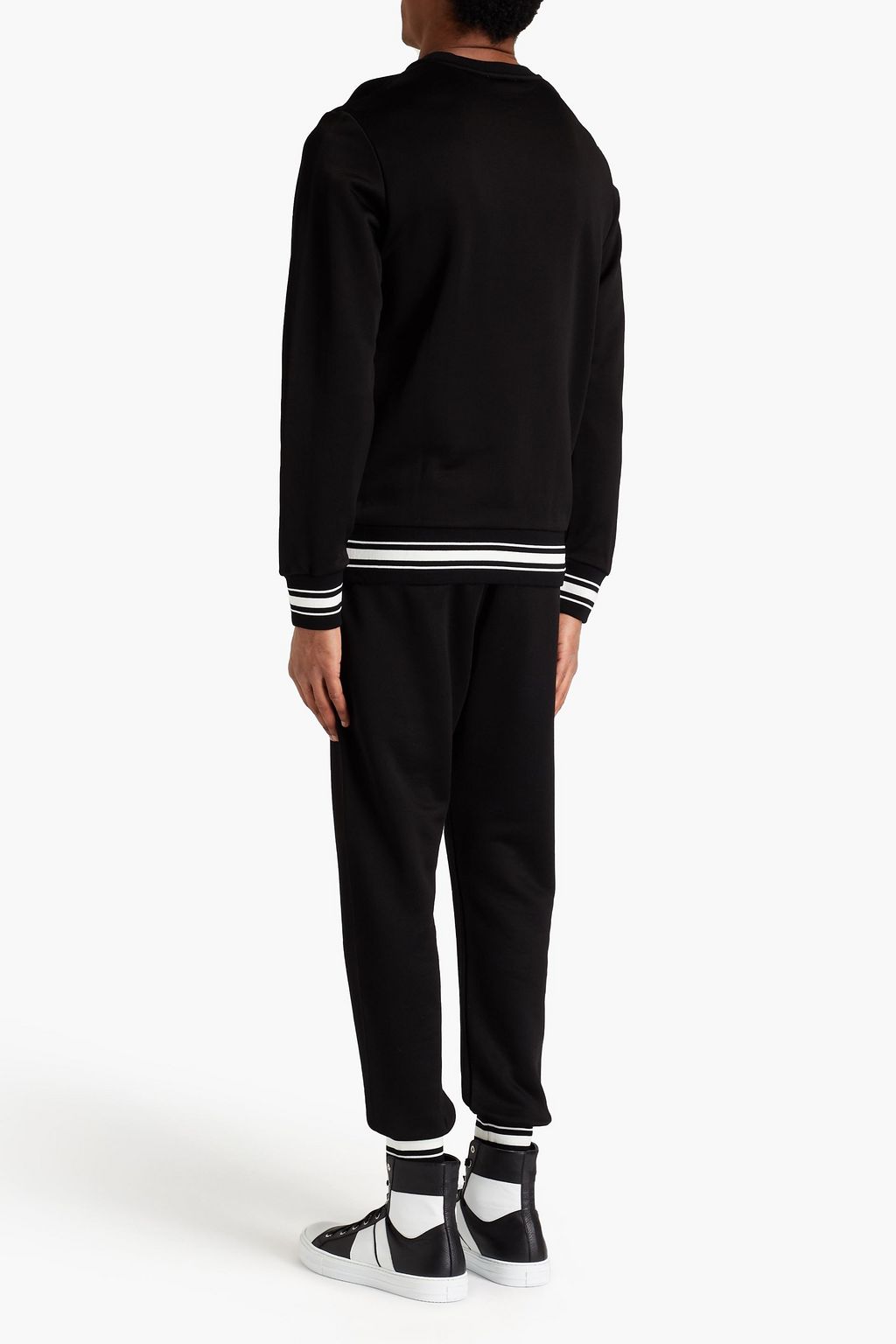 MCQUEEN Embroidered leather-trimmed French terry sweatshirt