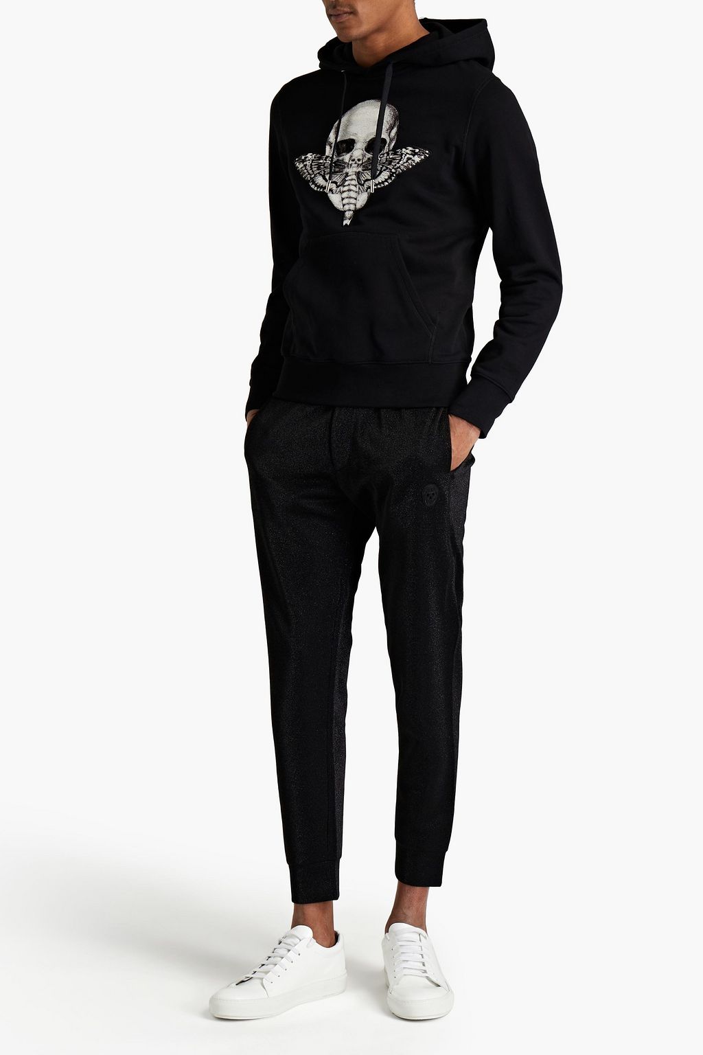 MCQUEEN Embroidered French cotton-terry hoodie