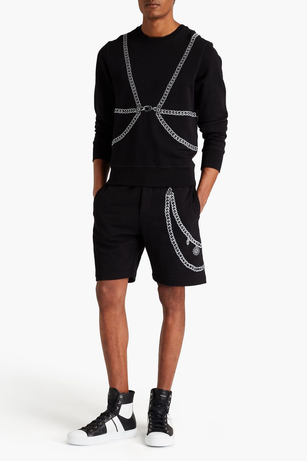 MCQUEEN Embroidered French cotton-terry sweatshirt