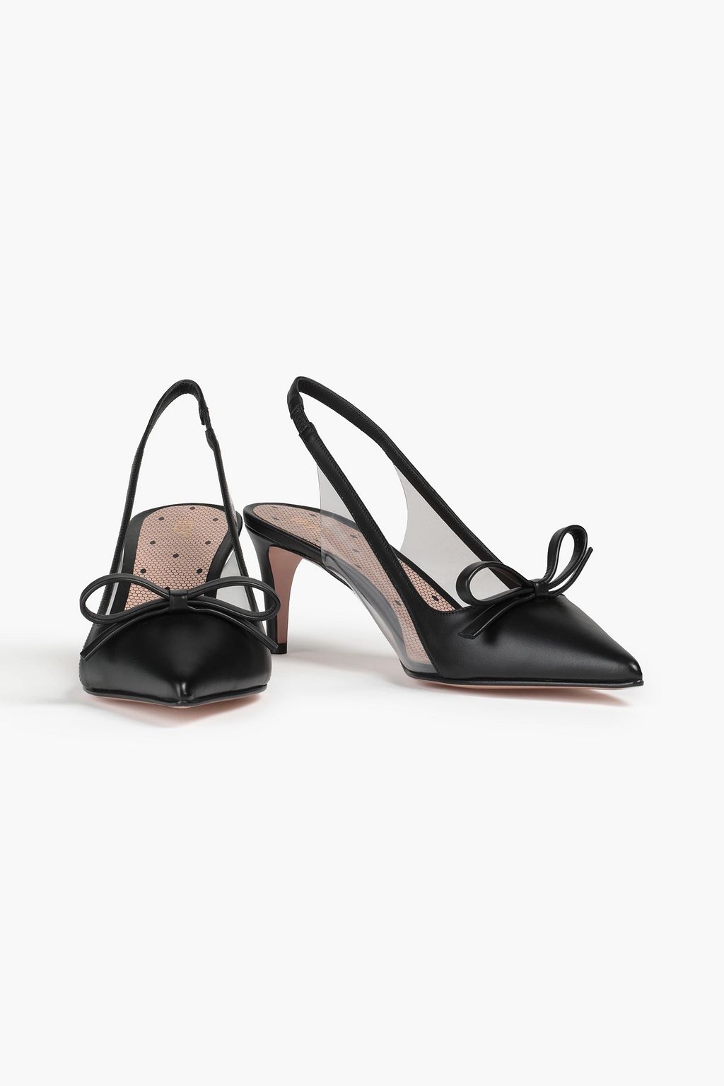 RED(V) Sandie bow-detailed leather and PVC slingback pumps