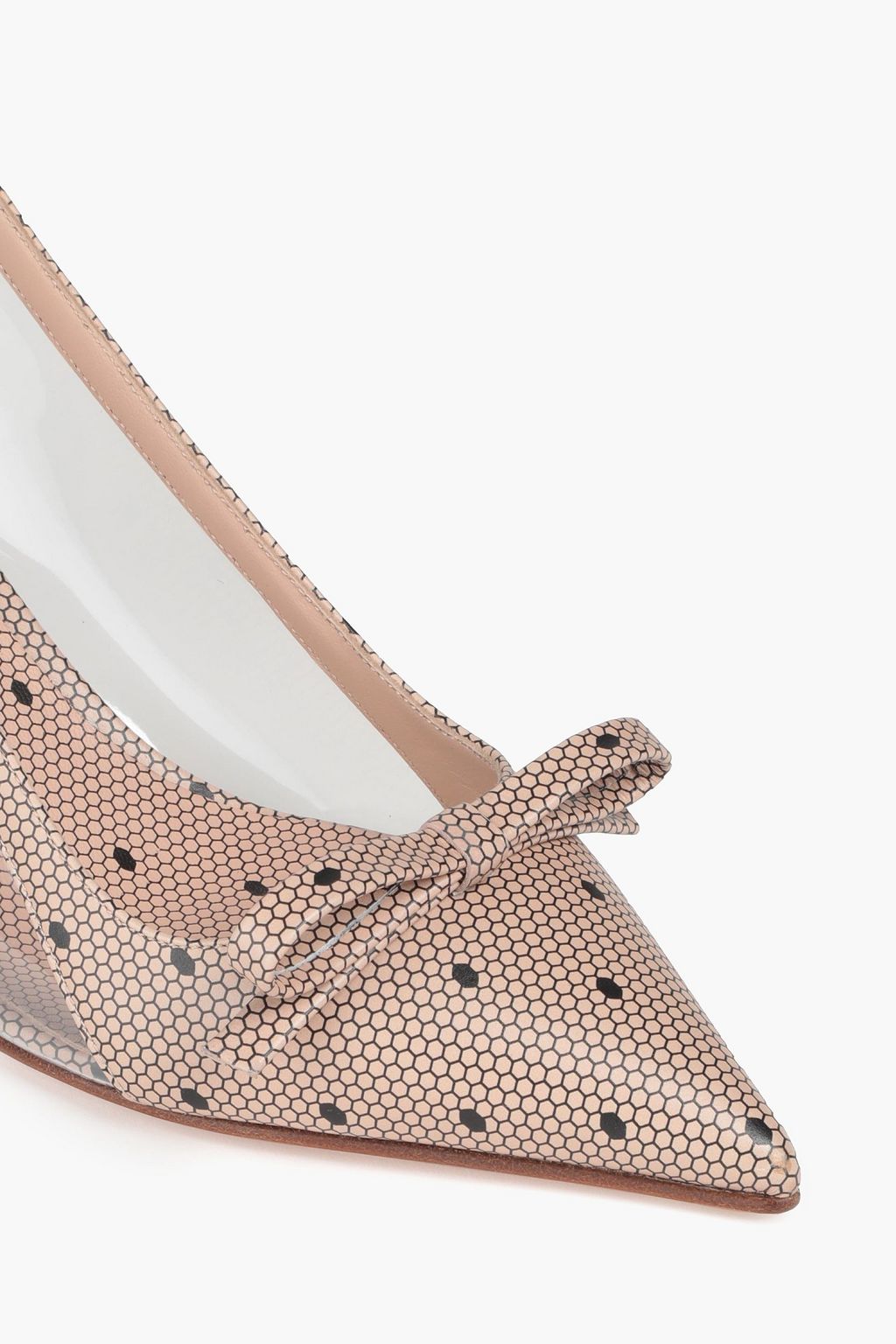 RED(V) Bow-detailed printed leather and PVC slingback pumps