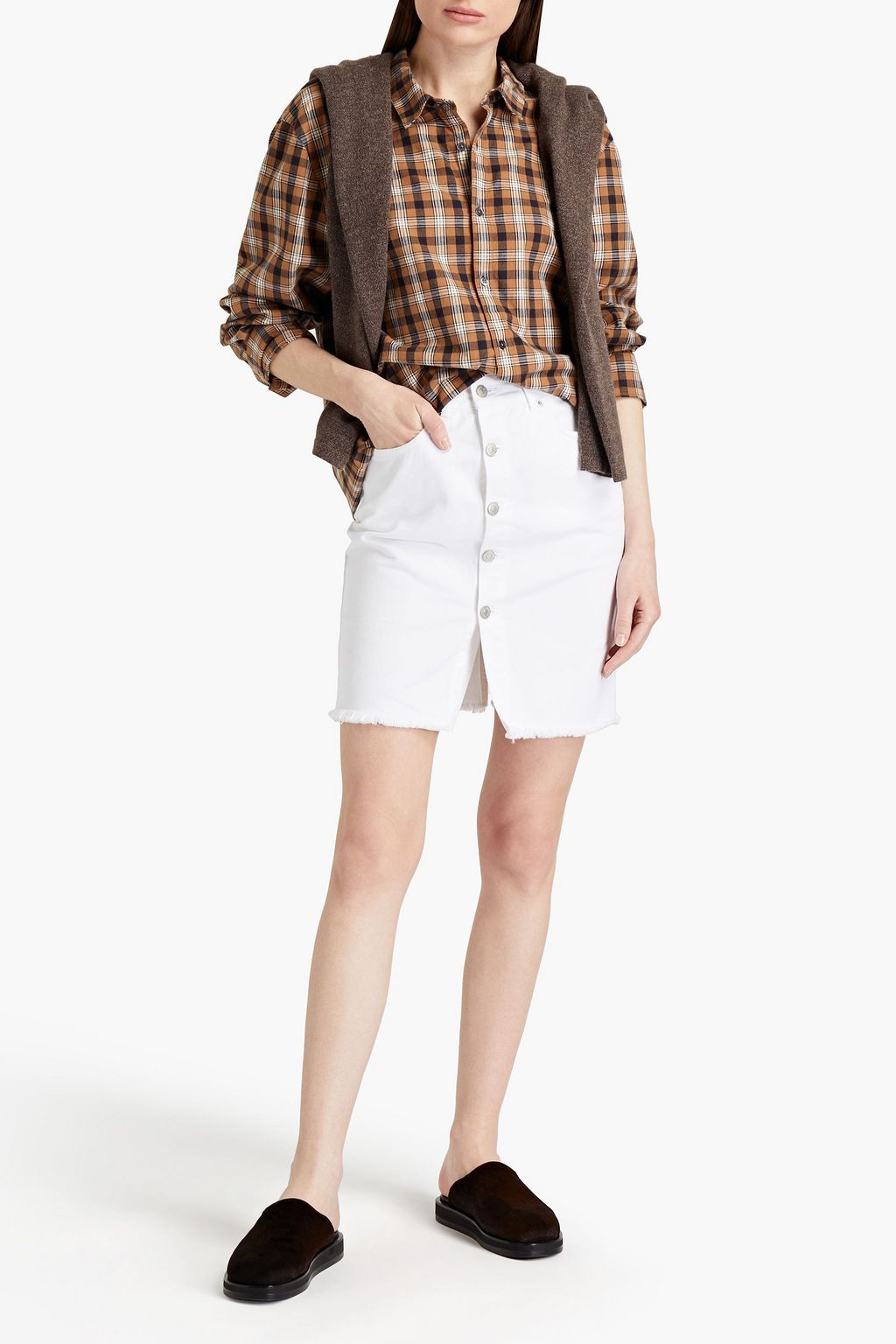 OFFICINE GÉNÉRALE Maia frayed denim mini skirt