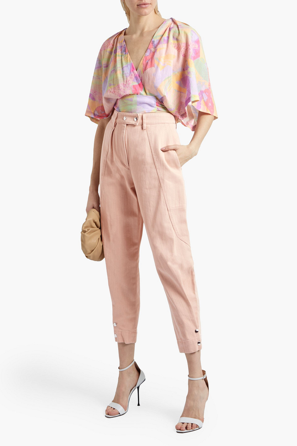 Iro Viklay Pleated Cotton-twill Tapered Jeans In Blush