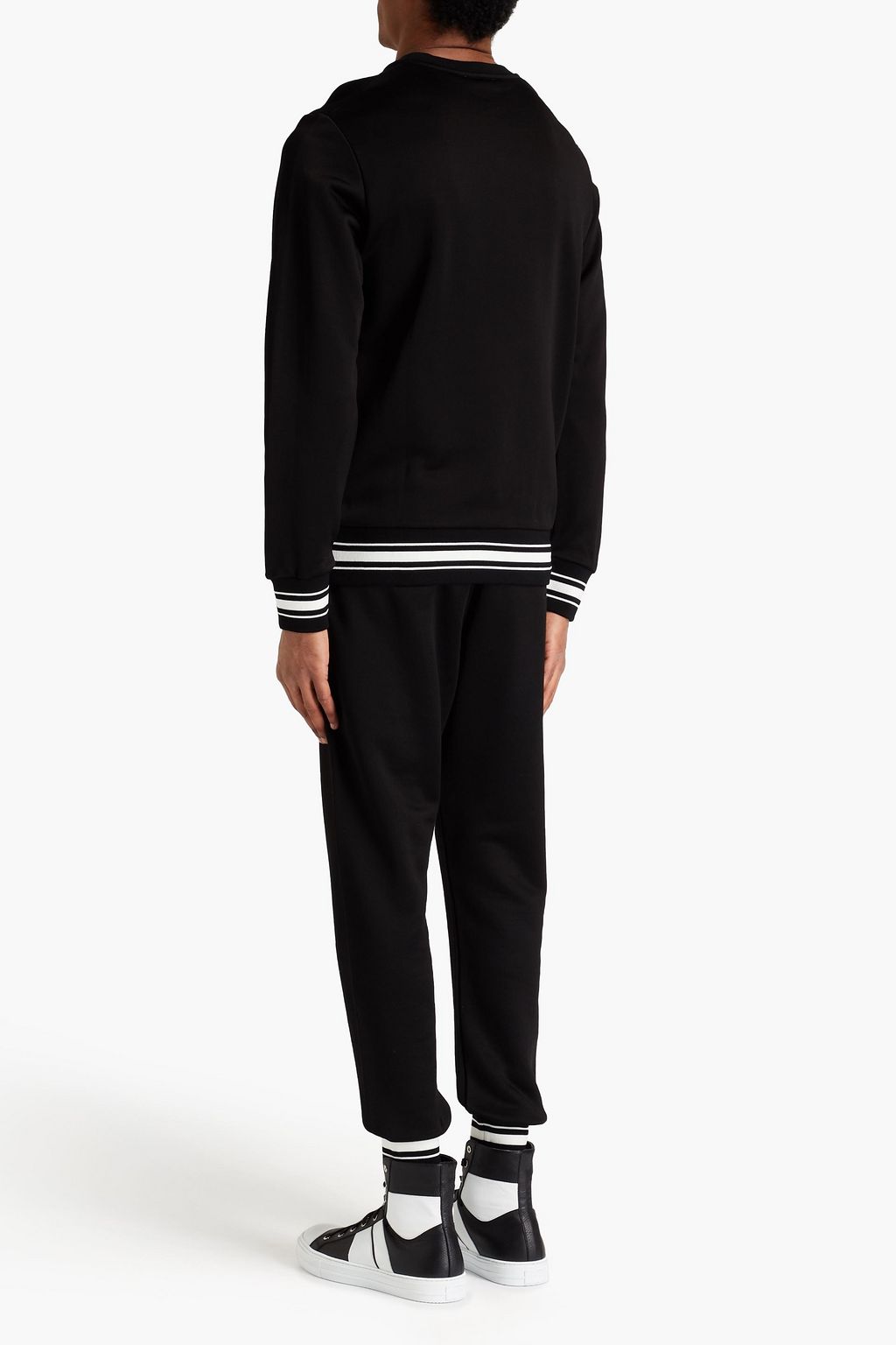 MCQUEEN Tapered embroidered striped French terry sweatpants